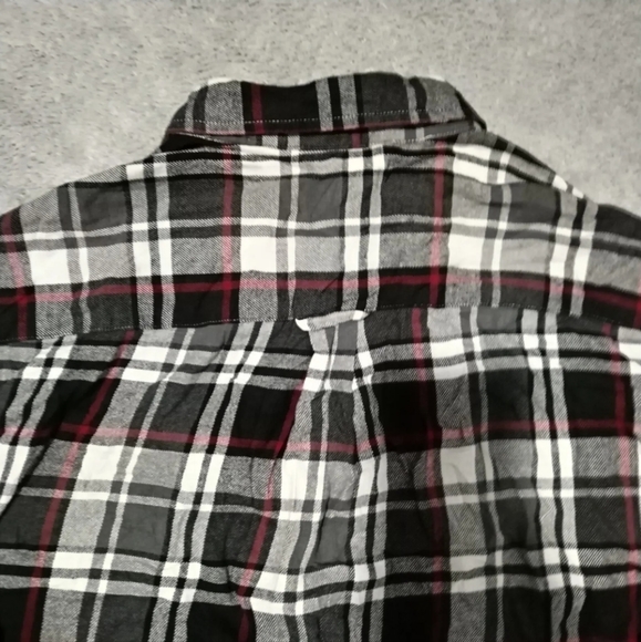 Chaps Shirt Mens L Combat Grey Flannel Plaid Embroidered Logo Button Down Pocket - Picture 12 of 13